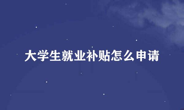 大学生就业补贴怎么申请