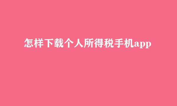怎样下载个人所得税手机app