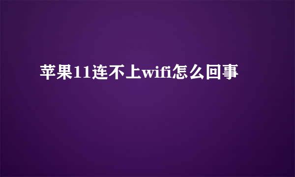 苹果11连不上wifi怎么回事