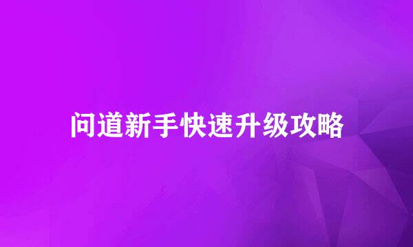 问道新手快速升级攻略