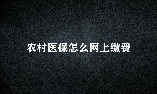 农村医保怎么网上缴费