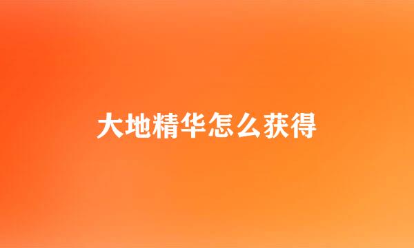 大地精华怎么获得