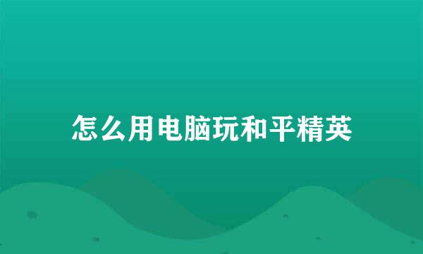 怎么用电脑玩和平精英