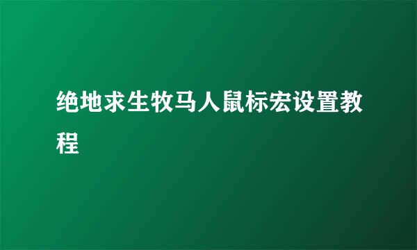 绝地求生牧马人鼠标宏设置教程