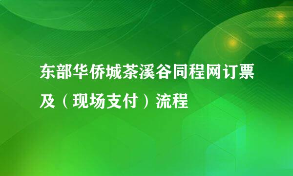 东部华侨城茶溪谷同程网订票及（现场支付）流程