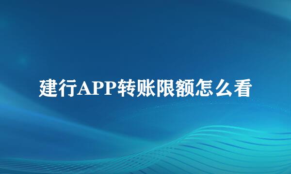 建行APP转账限额怎么看