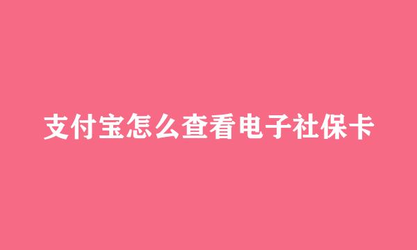 支付宝怎么查看电子社保卡