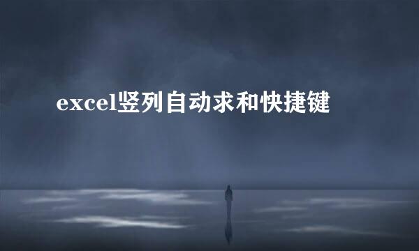 excel竖列自动求和快捷键