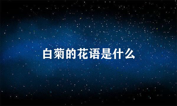 白菊的花语是什么