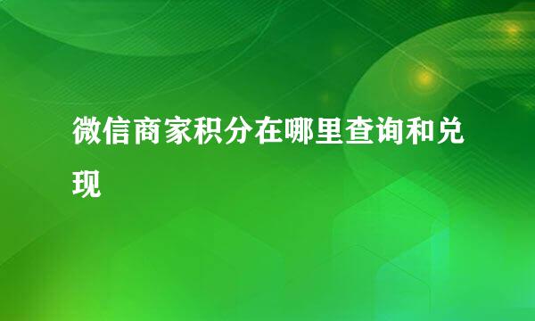 微信商家积分在哪里查询和兑现