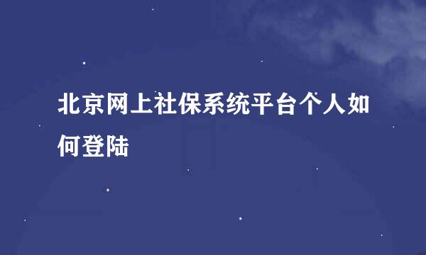 北京网上社保系统平台个人如何登陆