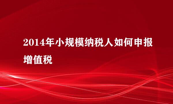 2014年小规模纳税人如何申报增值税