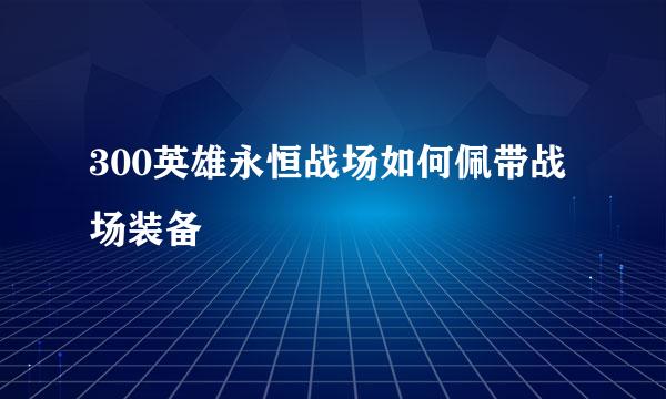 300英雄永恒战场如何佩带战场装备