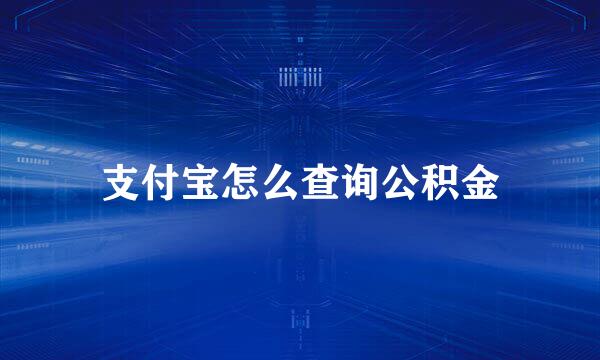 支付宝怎么查询公积金
