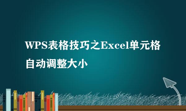 WPS表格技巧之Excel单元格自动调整大小