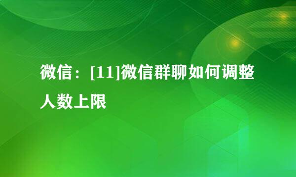 微信：[11]微信群聊如何调整人数上限