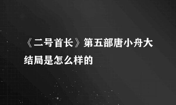 《二号首长》第五部唐小舟大结局是怎么样的