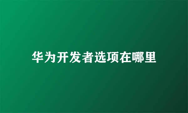 华为开发者选项在哪里