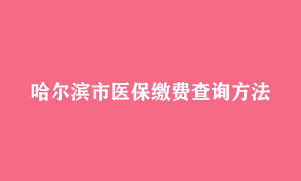 哈尔滨市医保缴费查询方法