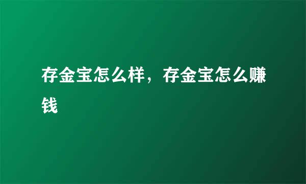 存金宝怎么样，存金宝怎么赚钱