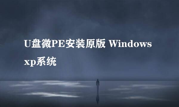 U盘微PE安装原版 Windows xp系统