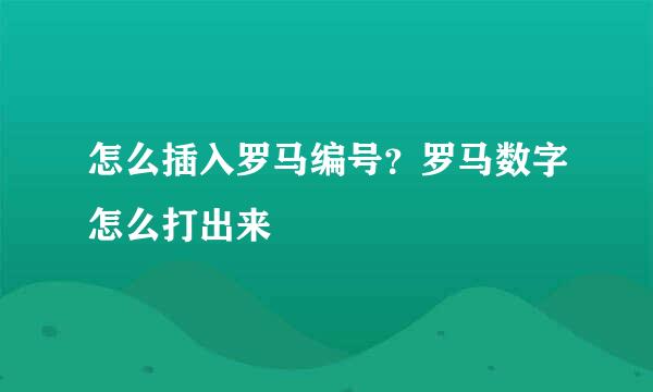 怎么插入罗马编号？罗马数字怎么打出来