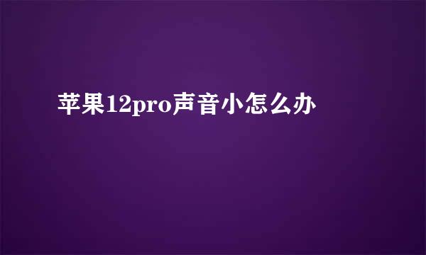 苹果12pro声音小怎么办