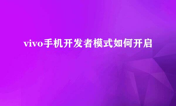 vivo手机开发者模式如何开启