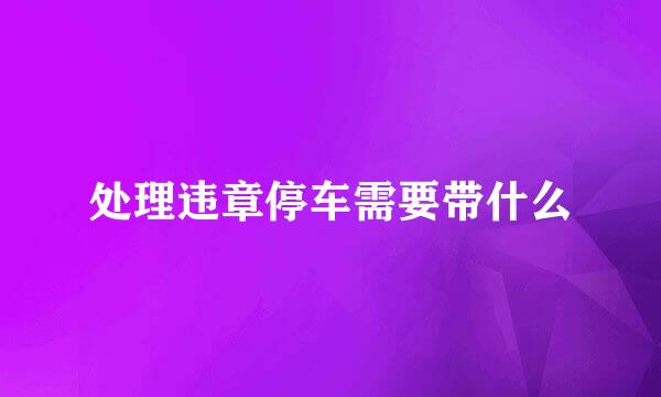 处理违章停车需要带什么