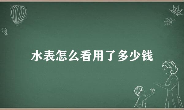 水表怎么看用了多少钱