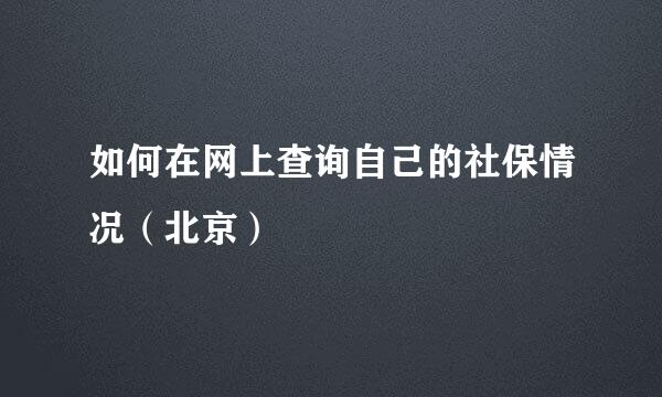 如何在网上查询自己的社保情况（北京）