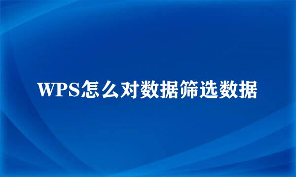 WPS怎么对数据筛选数据
