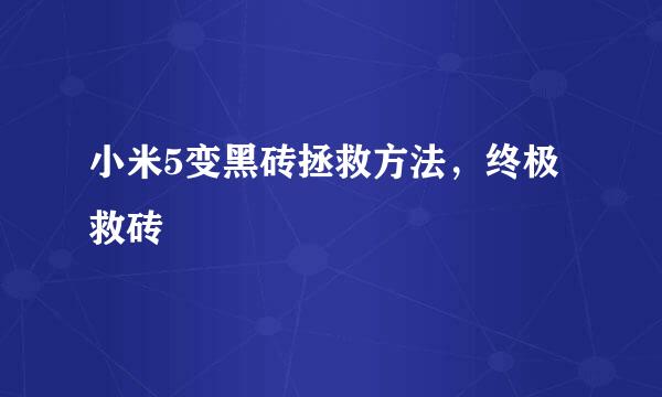 小米5变黑砖拯救方法，终极救砖