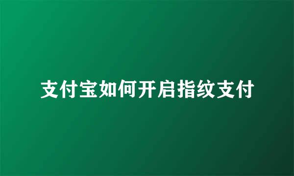 支付宝如何开启指纹支付