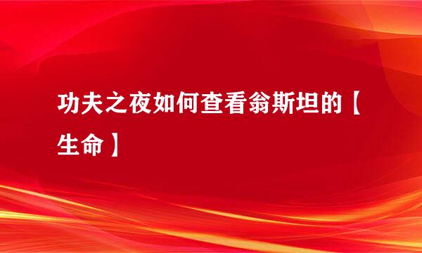 功夫之夜如何查看翁斯坦的【生命】