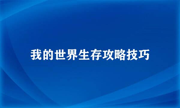 我的世界生存攻略技巧