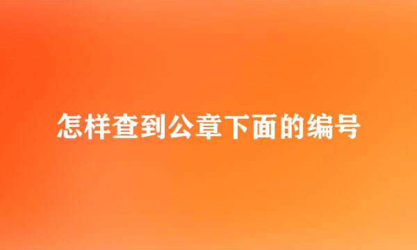 怎样查到公章下面的编号