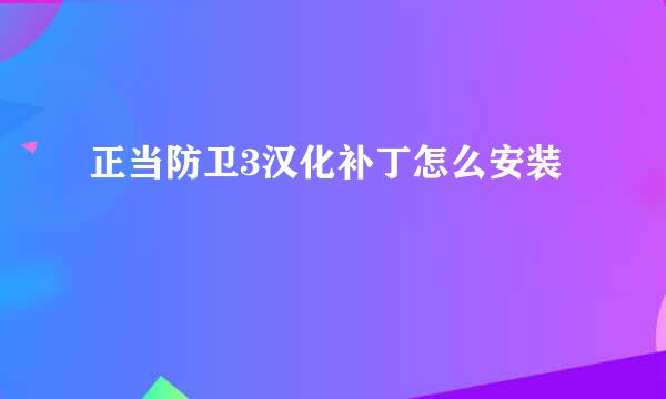 正当防卫3汉化补丁怎么安装