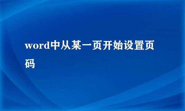 word中从某一页开始设置页码