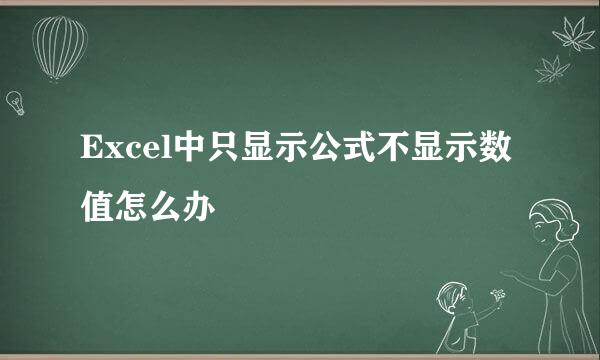 Excel中只显示公式不显示数值怎么办