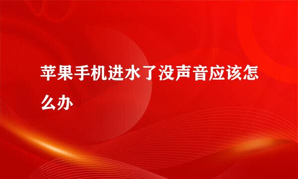 苹果手机进水了没声音应该怎么办