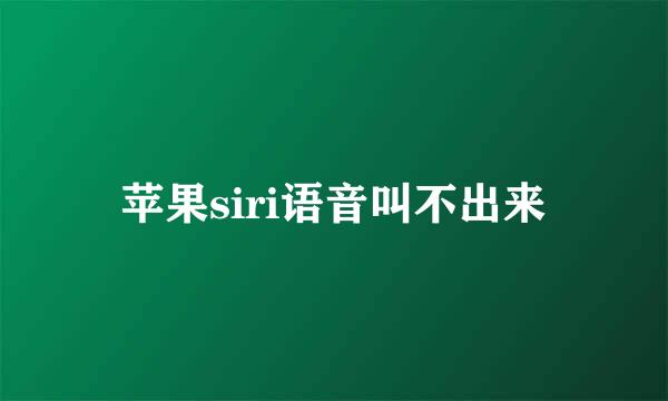 苹果siri语音叫不出来