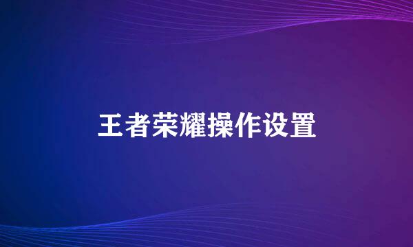 王者荣耀操作设置