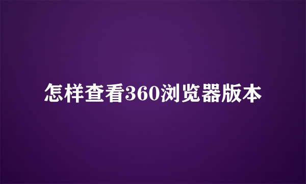 怎样查看360浏览器版本