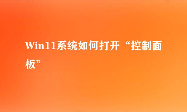 Win11系统如何打开“控制面板”