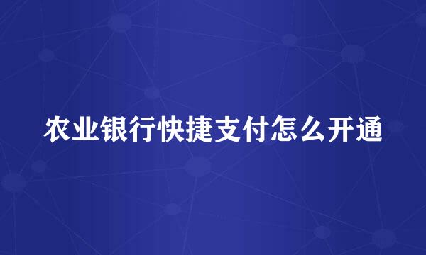 农业银行快捷支付怎么开通