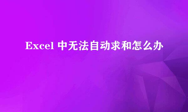 Excel 中无法自动求和怎么办