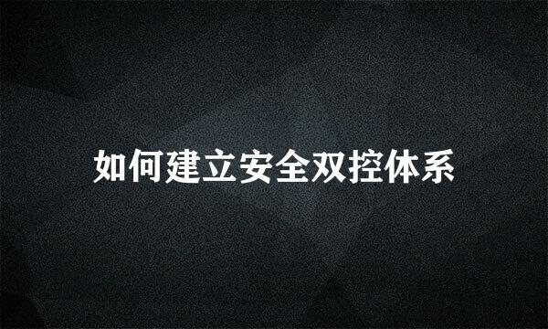 如何建立安全双控体系
