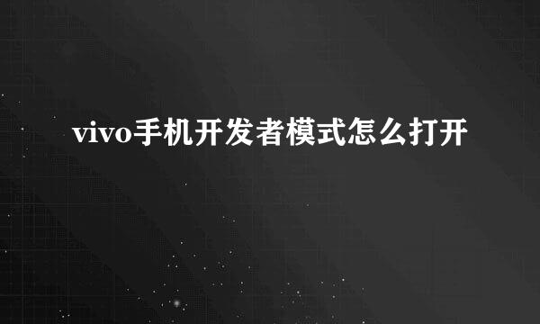 vivo手机开发者模式怎么打开