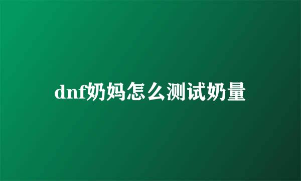 dnf奶妈怎么测试奶量